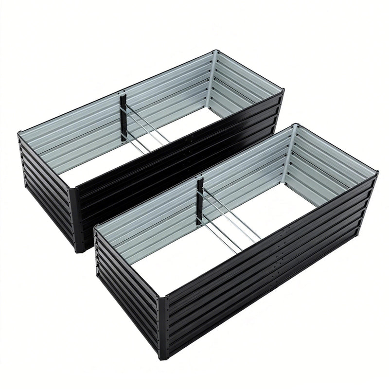 2 Pack Metal Raised Garden Bed Kit Outdoor - 8x4x2 FT Galvanized Planter Boxes Set by HouseOfZazla