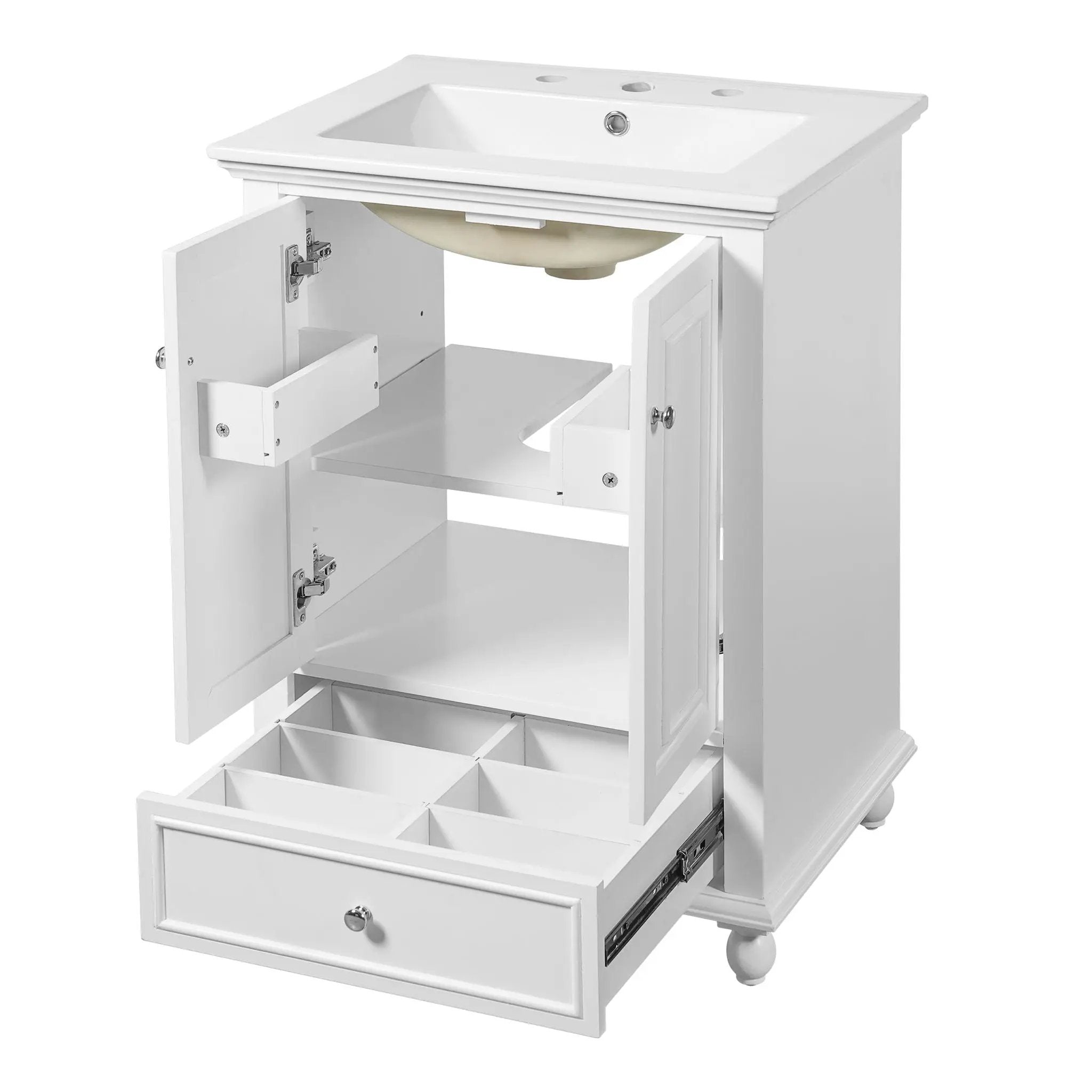 Modern Bathroom Vanity With Sink, Cabinet With Drawer And Dividers, Rectangular Storage Unit