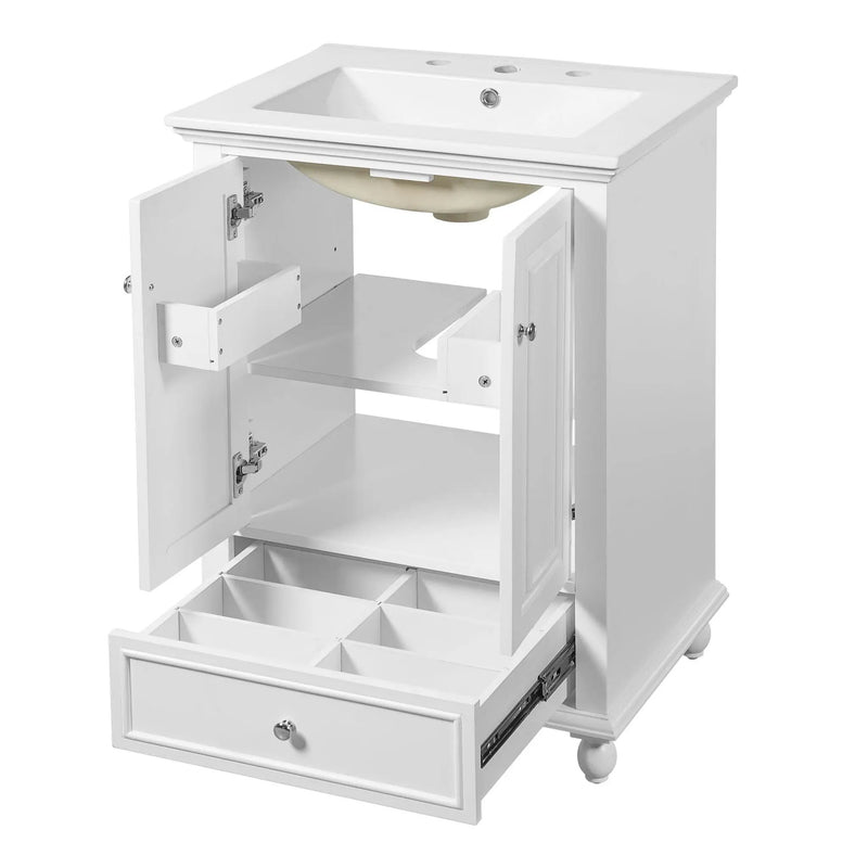 Modern Bathroom Vanity With Sink, Cabinet With Drawer And Dividers, Rectangular Storage Unit