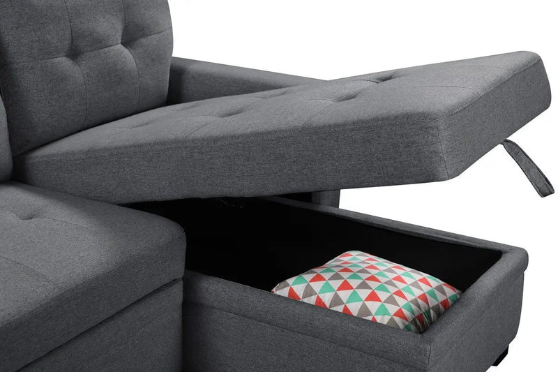 Nathan - Reversible Sleeper Sectional Sofa With Storage Chaise, USB Charging Ports And Pocket by HouseOfZazla