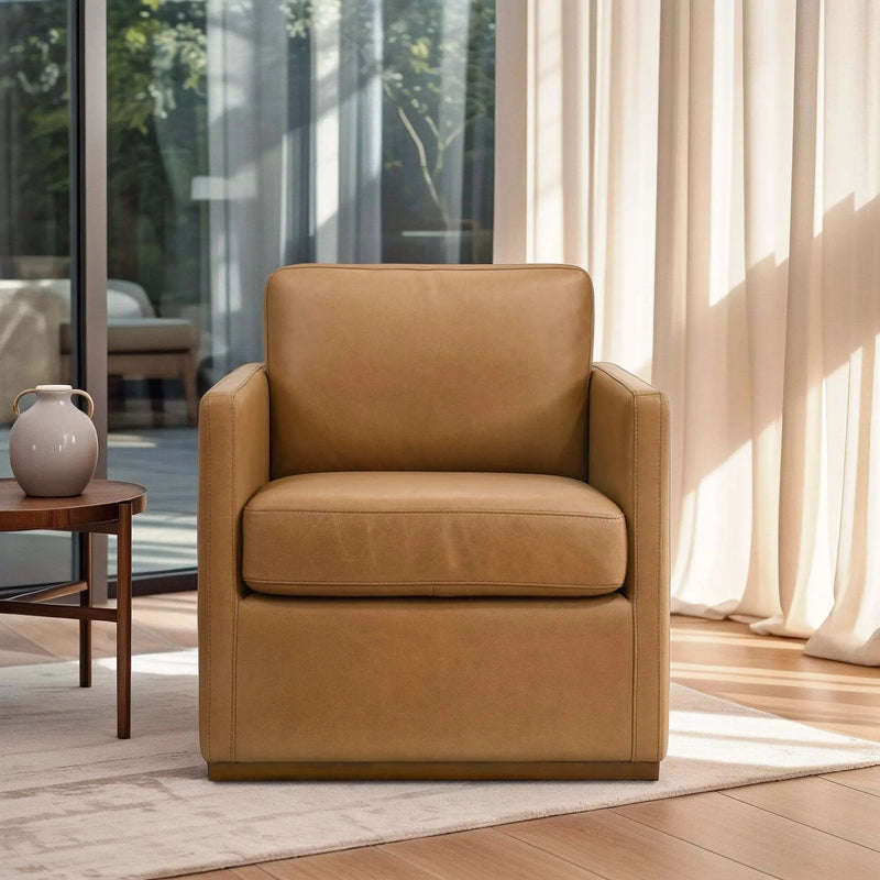 Darien Tan Leather Swivel Chair by HouseOfZazla