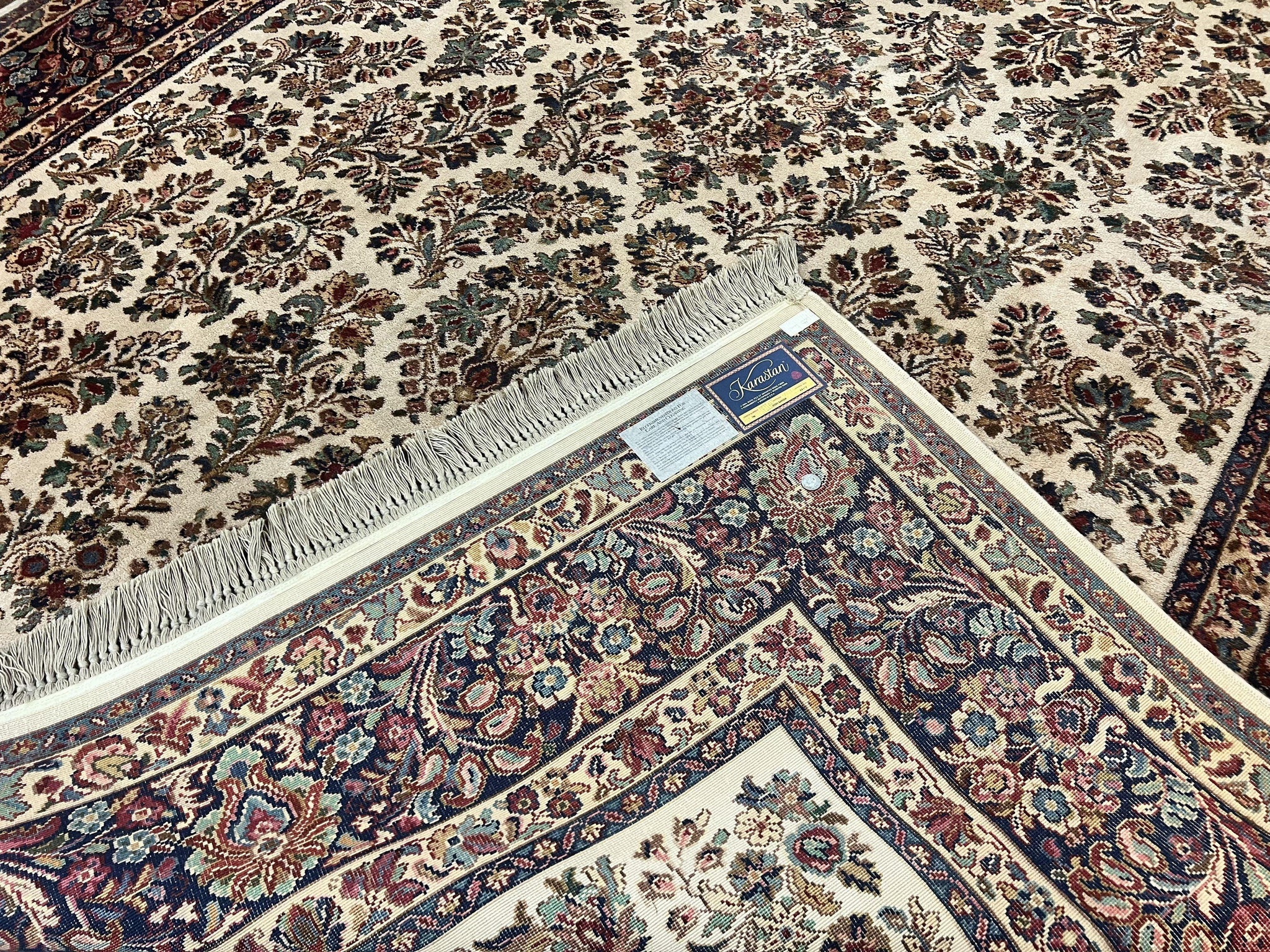 Karastan Rug 8' 8" x 12', Ivory Sarouk #760, Original Karastan Carpet 700 Series, Wool Karastan Area Rug, USA Made, Large Karastan w/ Label by Jewel Rugs