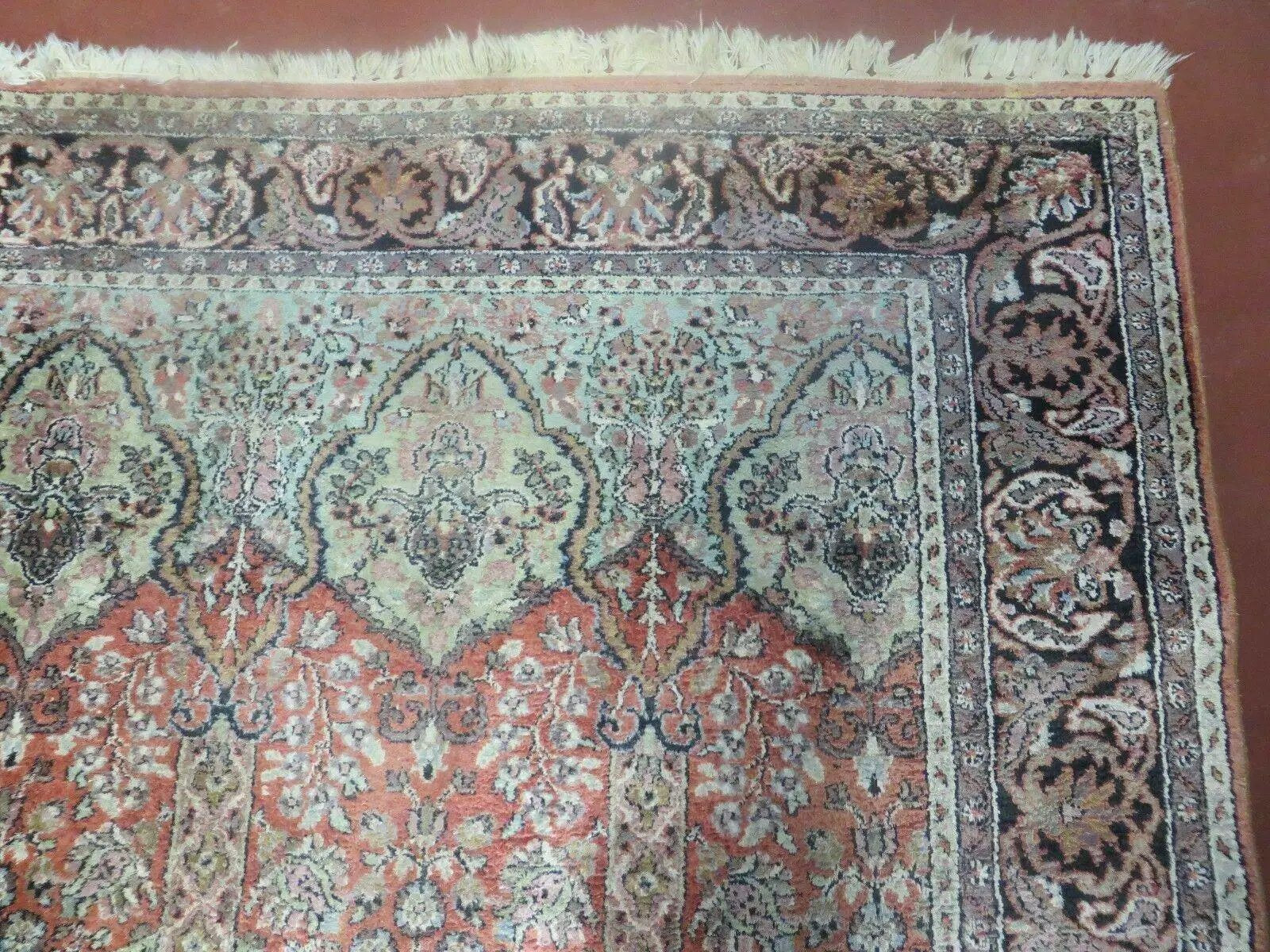 6' X 6' Vintage Handmade Fine Indian Silk Rug Kashmir Square Nice by Jewel Rugs