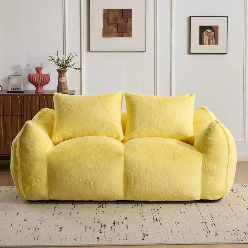 Giant Bean Bag Couch, Ultra Soft Fluffy Loveseat For Living Room by HouseOfZazla