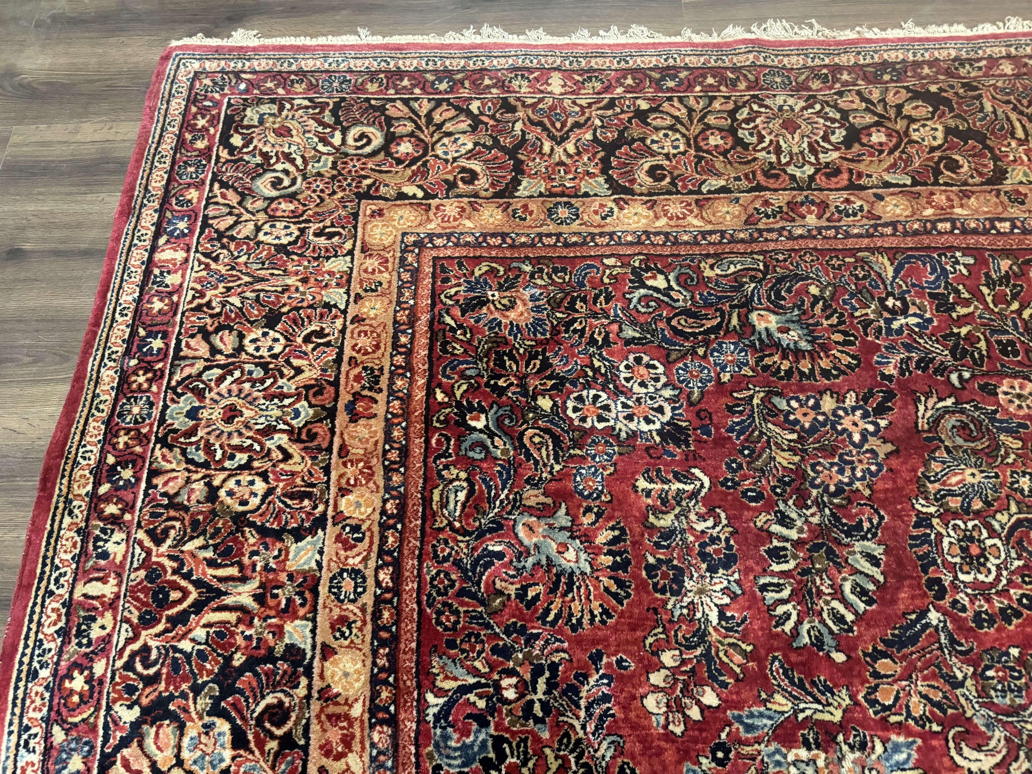 Persian Sarouk Rug 10x18, Palace Size Antique Persian Carpet, Wool, Red, Floral, Handmade Traditional Persian Rug, Extra Large Rug by Jewel Rugs