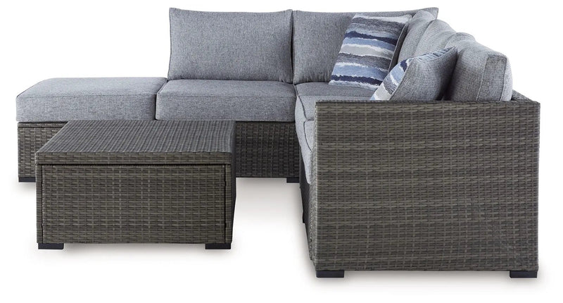 Petal Road - Loveseat Sectional, Ottoman, Table Set (Set of 4) - Gray by Unique Piece Furniture
