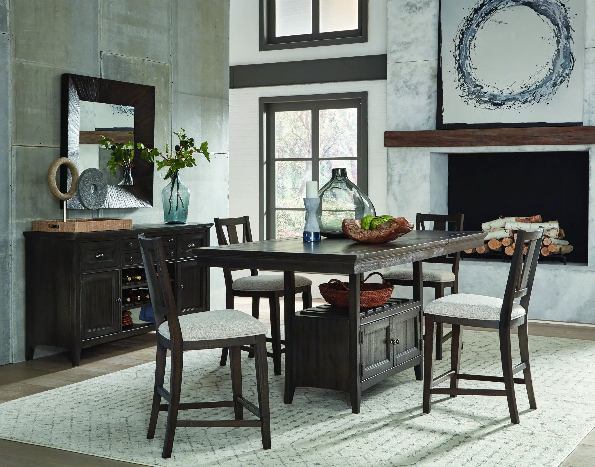 Westley Falls - Counter Chair With Upholstered Seat (Set of 2) - Graphite by Unique Piece Furniture