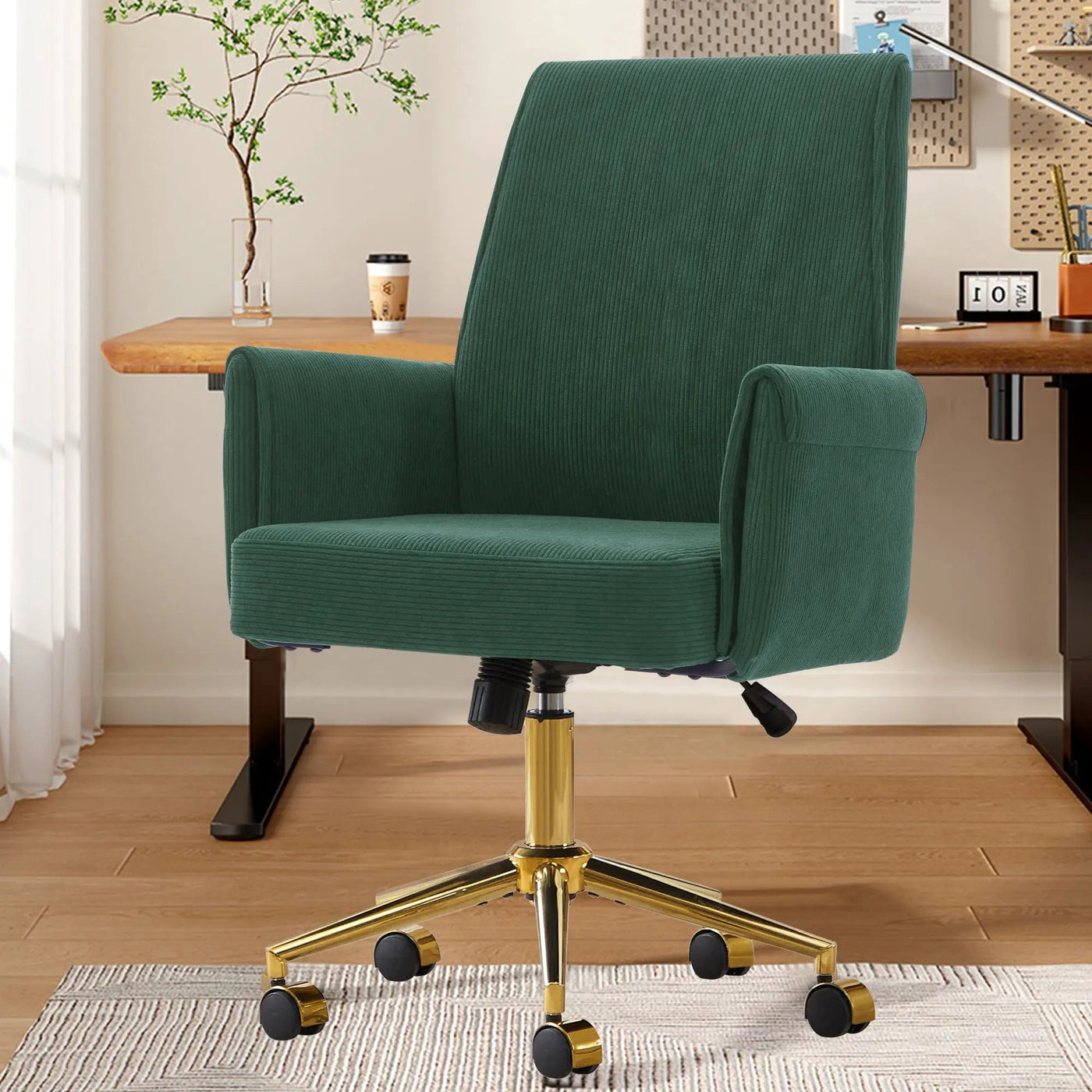 Ergonomic Mid-Back Office Chair With Gold Base by Unique Piece Furniture