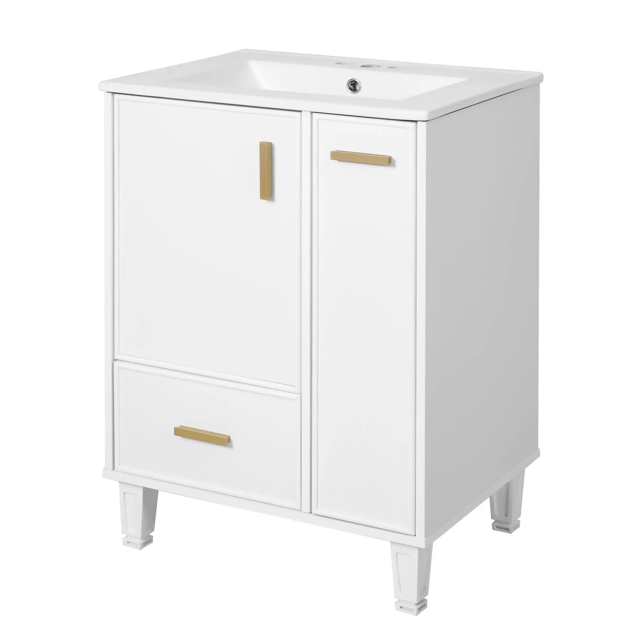 Bathroom Vanity With Sink, Deep Drawer, Door Shelf, 2 Tier Basket by HouseOfZazla
