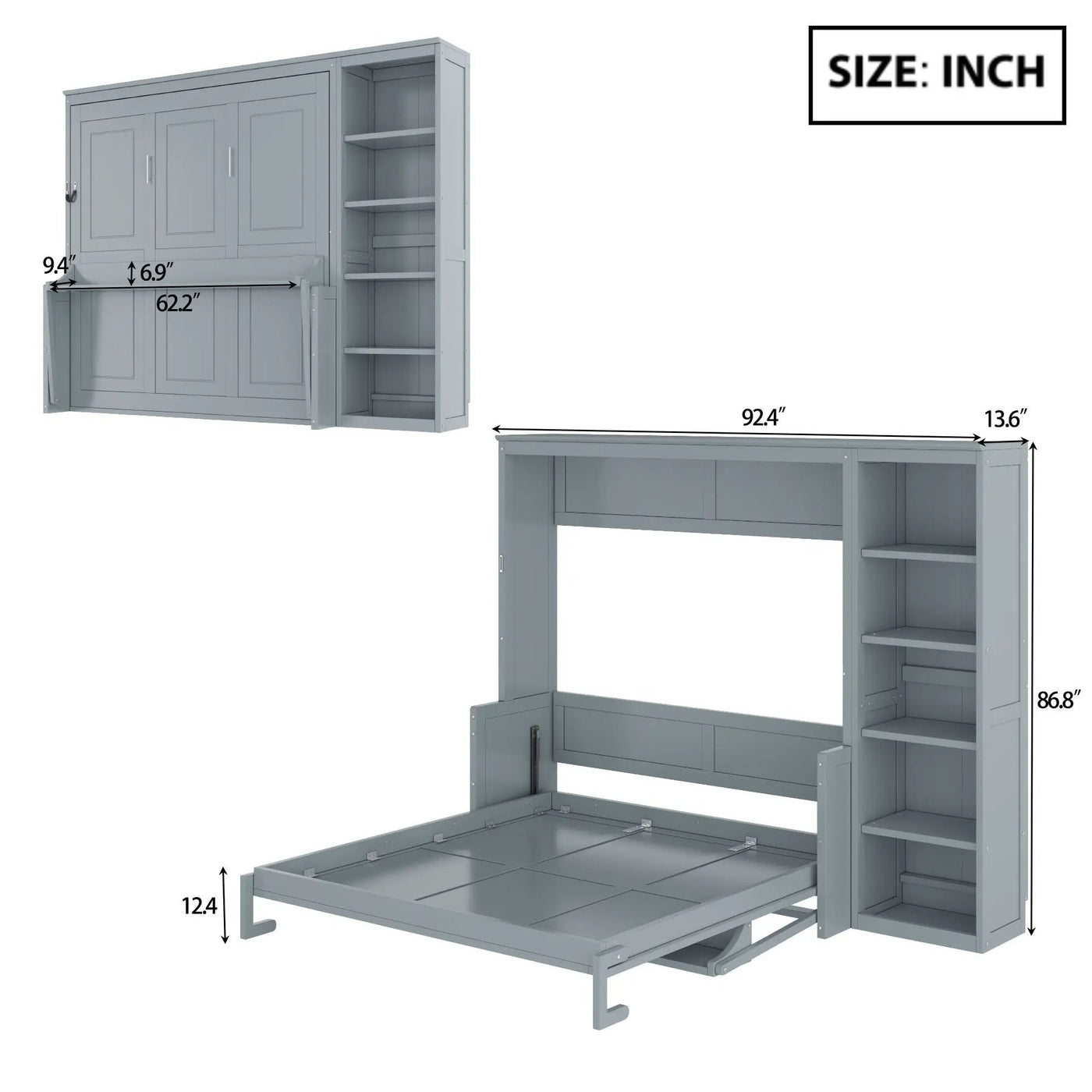 Sturdy Murphy Bed With Desk And Bookshelf by Unique Piece Furniture
