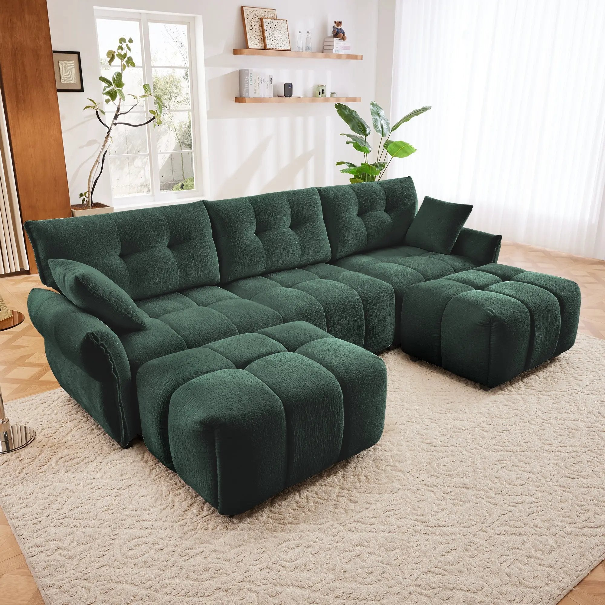 3 Seater Sofa Set With Ottoman And Throw Pillows by HouseOfZazla