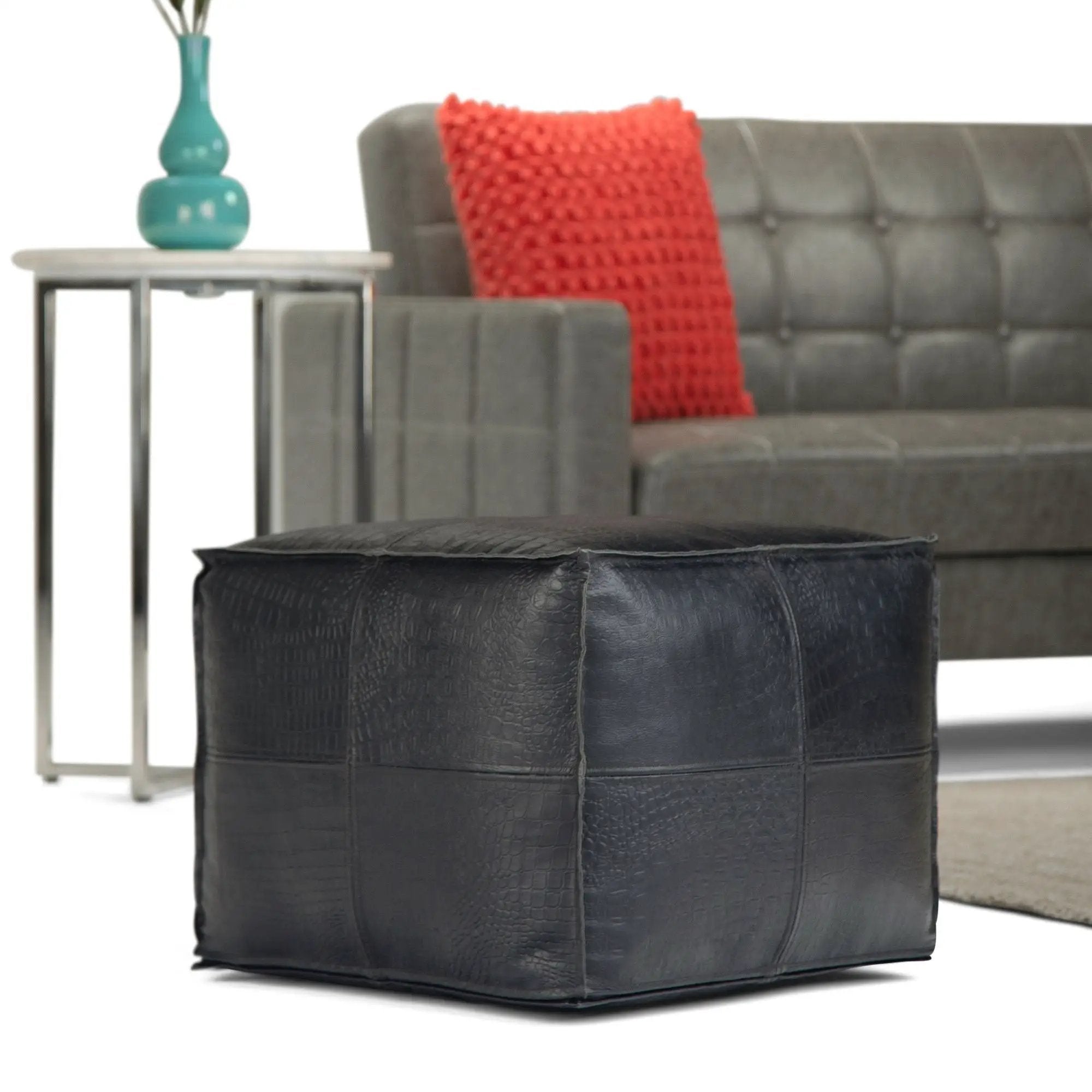Bowen - Square Pouf - Black by Unique Piece Furniture