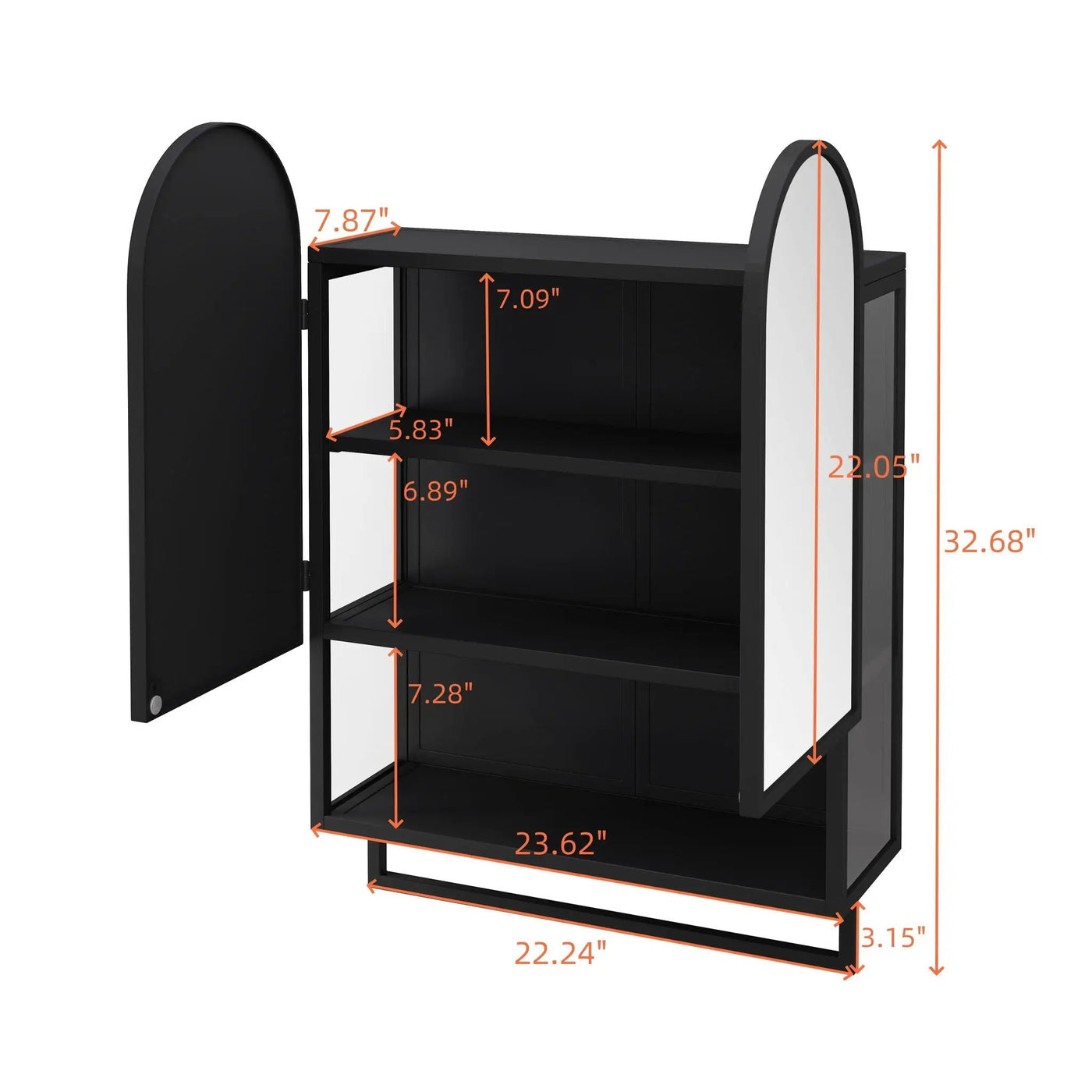 Double Arched Mirror Wall Cabinet With 2 Doors, Featuring Adjustable Shelves And Towel Rack by HouseOfZazla