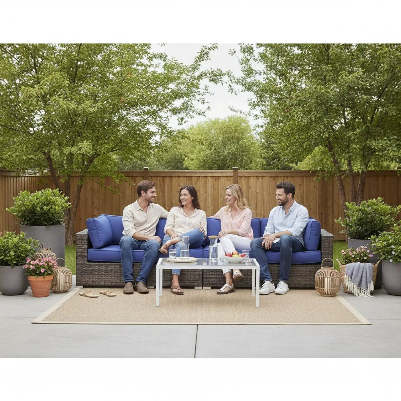 Luxurious Wicker Patio Sectional With Weather Resistant Sunbrella Cushions by Unique Piece Furniture