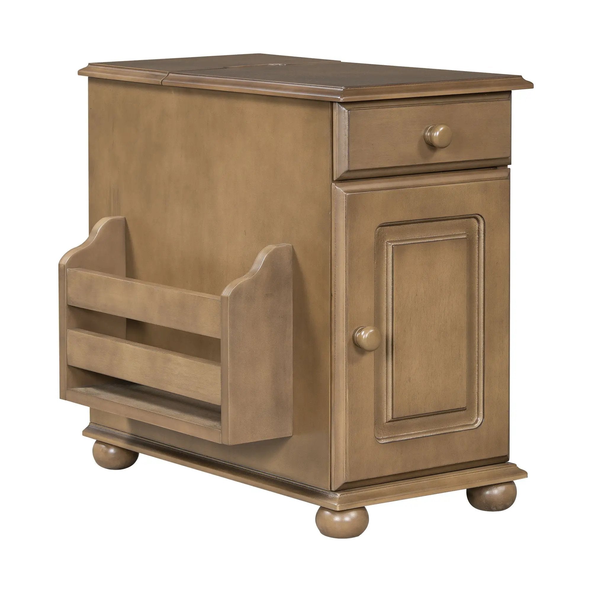 Vintage Flip Top Side Table With USB Ports by HouseOfZazla