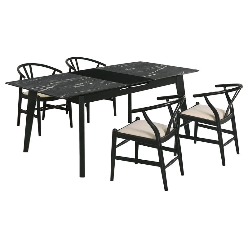 Crestmont 5-piece Extension Leaf Dining Table Set Black by Unique Piece Furniture