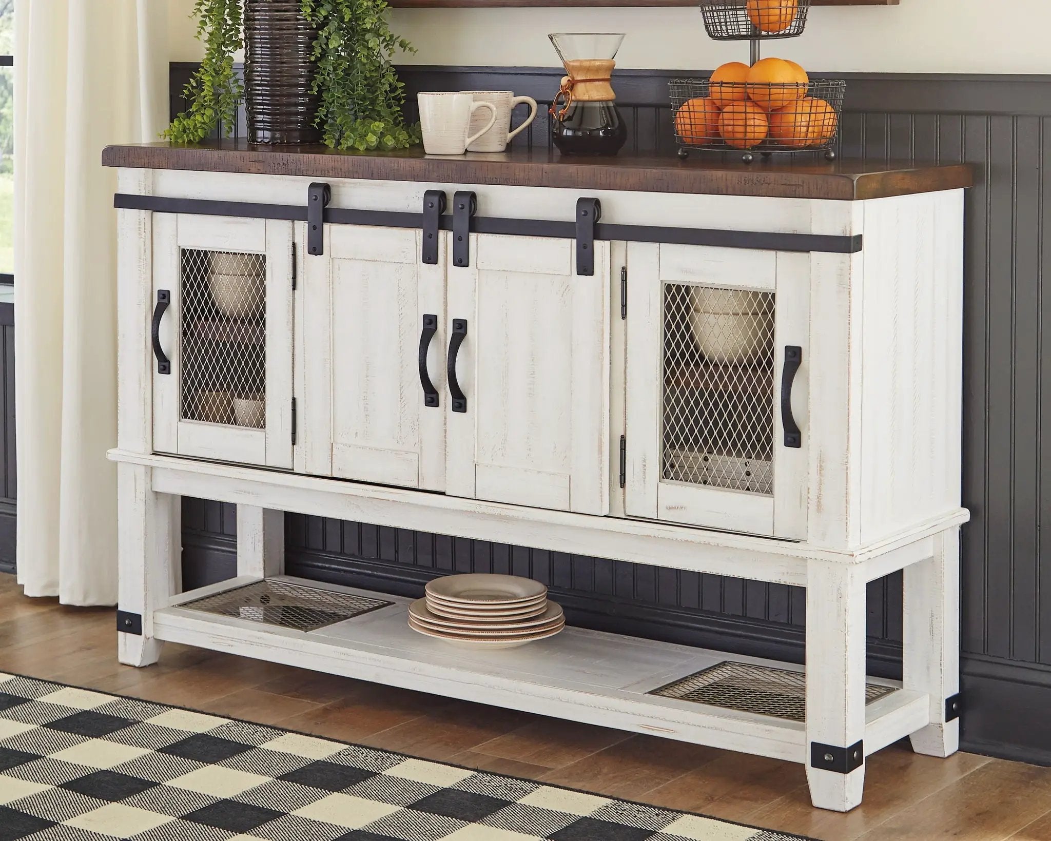 Valebeck - Dining Room Server - White / Brown by Unique Piece Furniture