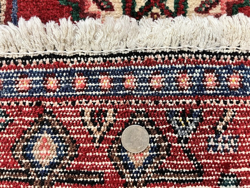 Persian Kurdish Senneh Runner Rug 3x9, Red Navy Blue, Medallions Wool Tribal Runner for Kitchen/Hallway 9ft Antique Handmade Oriental Runner by Jewel Rugs