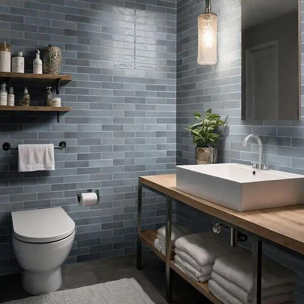 Open Box MSI Lakeview Denim 3 in. x 12 in. Glossy Ceramic Subway Wall Tile (5.5 sq. ft./Case) by Selzalot