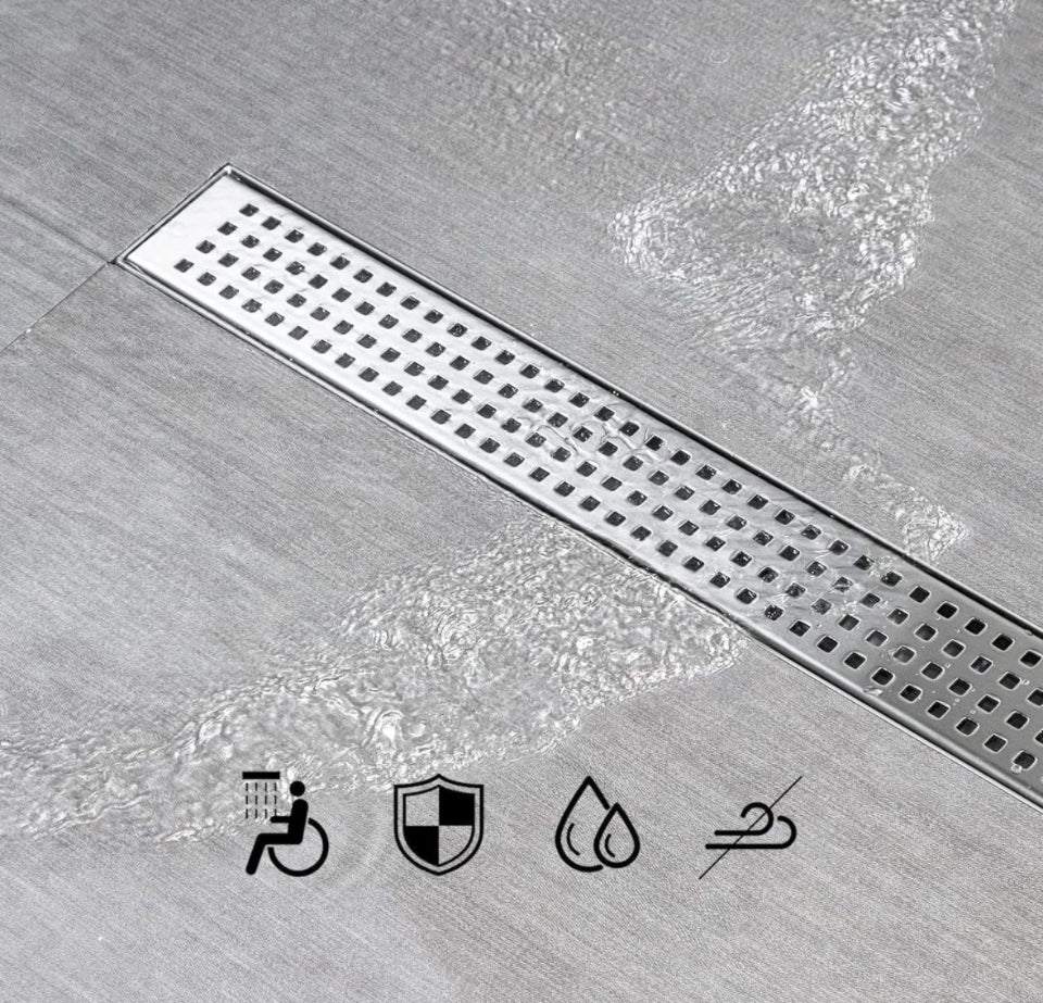 SaniteModar Linear Shower Drain, Shower Drain 60 inch with Removable Square Hole Panel, AISI Brushed 304 Stainless Steel Shower Floor Linear Drain wit by Selzalot