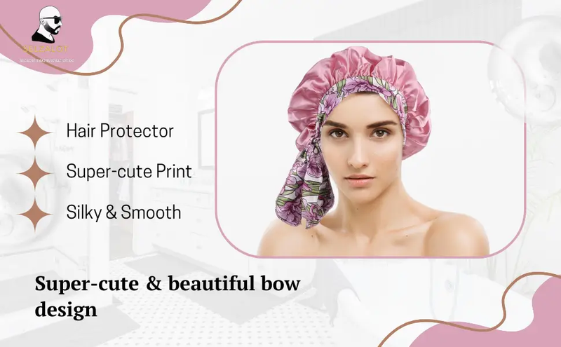 Curly Hair Bonnet Sleeping Hair Bonnet for Protecting Hair from Damage/Breakage Cute Bow Design Adjustable Bonnet for Long/Curly/Wavy Hair Sleep Bonnet for Natural Hair Protection by Selzalot