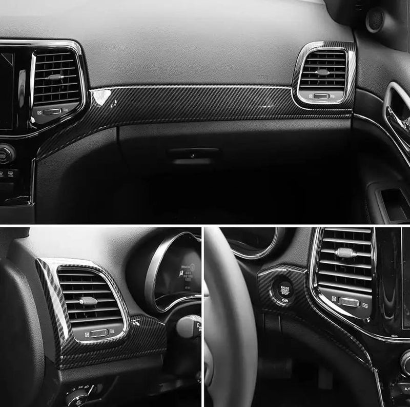 Open Box CheroCar for Jeep Grand Cherokee Dashboard Panel Trim & Door Handle Cover Kits Interior Accessories for 2011-2020 Jeep Grand Cherokee, Carbon by Selzalot