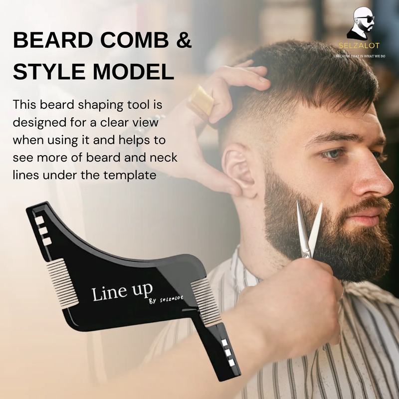 Black Beard Shaper for Men Beard Lineup Tool for Grooming Beard Guide Shaping Tool for Straight & Curve Cut Barber Tools Goatee Shaper Beard Template for Men to Style Facial Hair by Selzalot