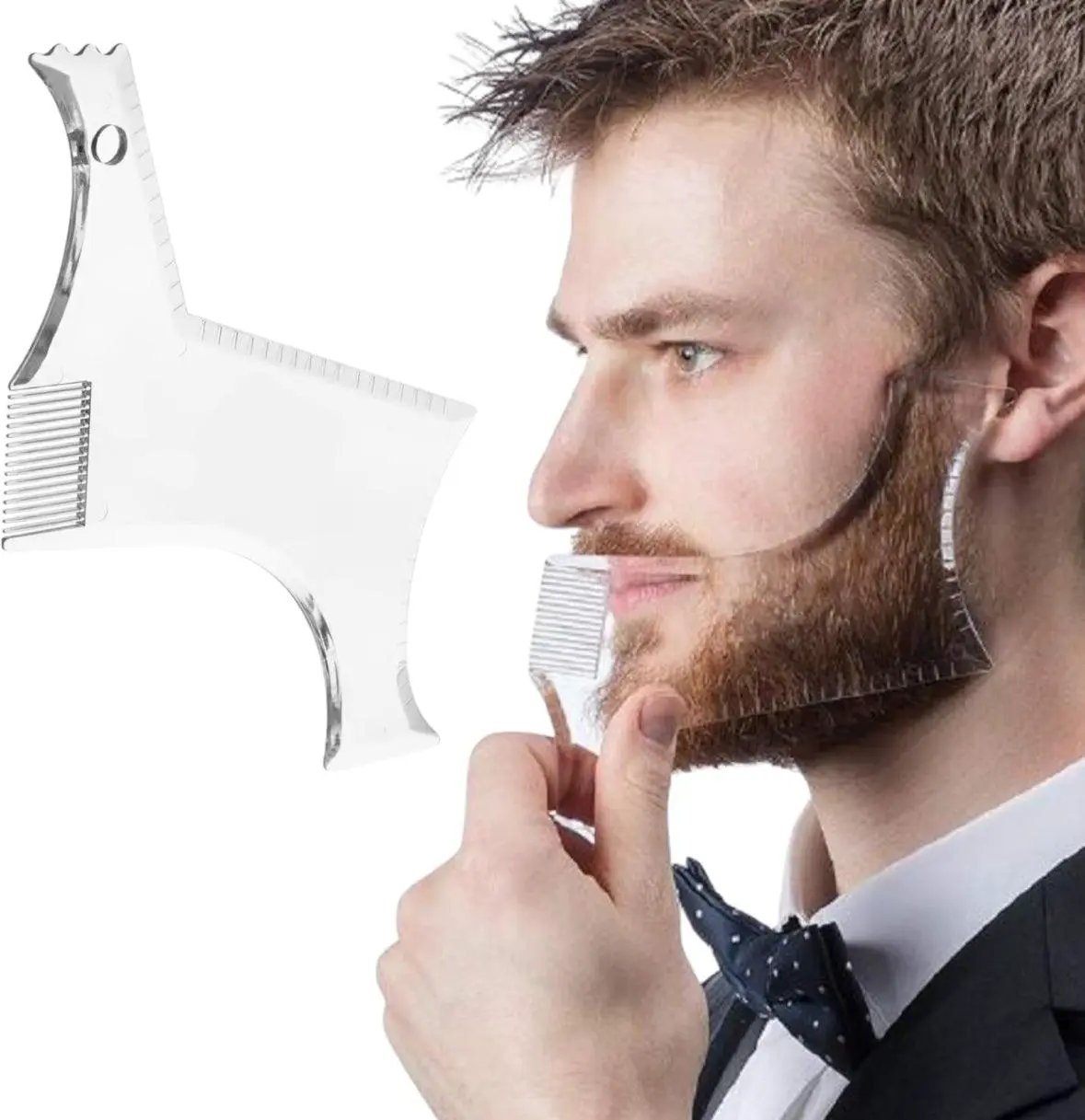 Beard Shaper for Men Beard Lineup Tool for Grooming Beard Guide Shaping Tool for Straight & Curve Cut Barber Tools Goatee Shaper Beard Template for Men to Style Facial Hair by Selzalot