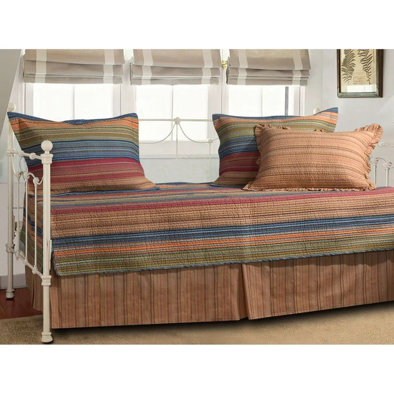 Reversible 5-Piece Daybed Set with Bed-skirt and Three Pillow Shams by HomePacific