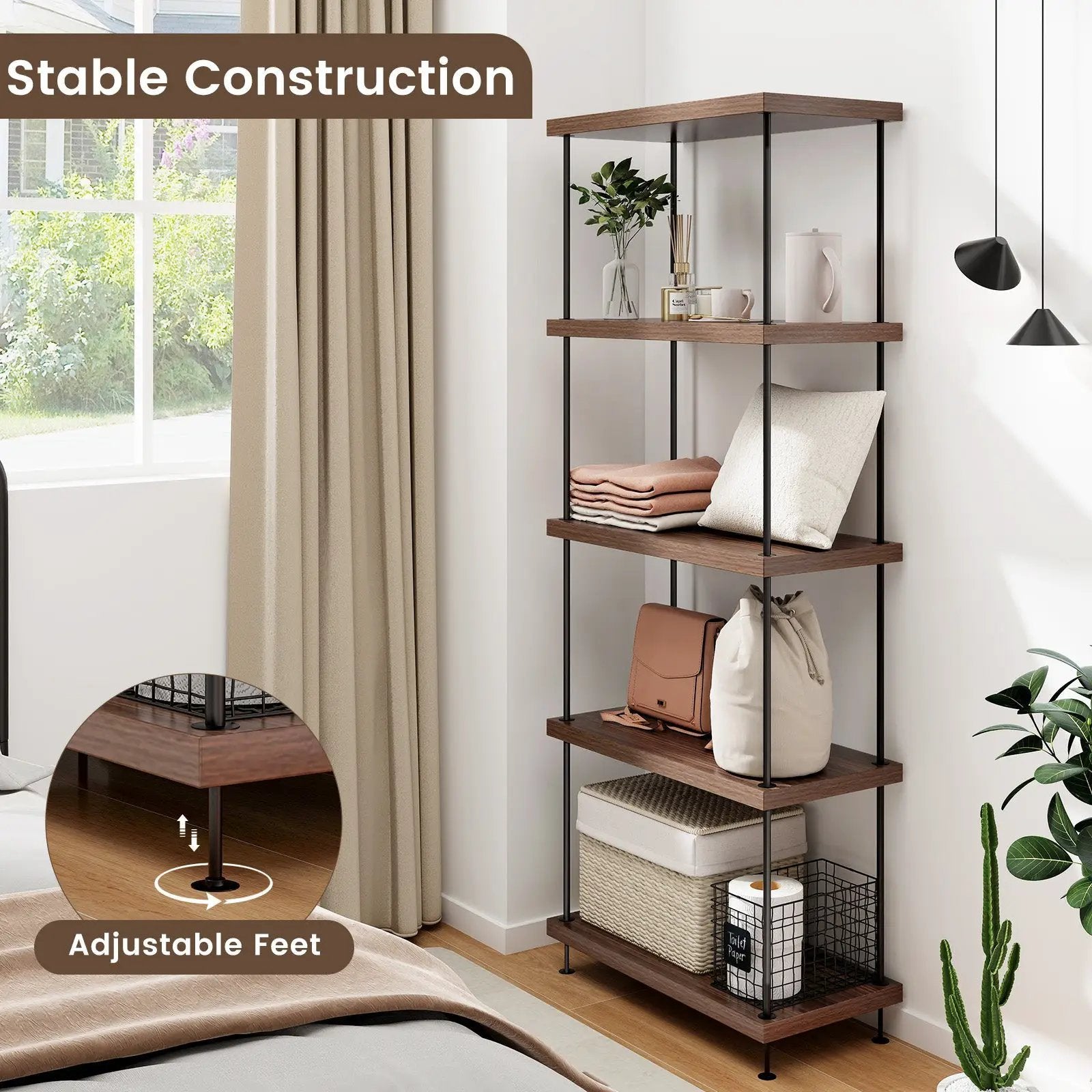 2/3/4/5-Tier Multipurpose Display Rack with Metal Frame-5-Tier by DirectDeals