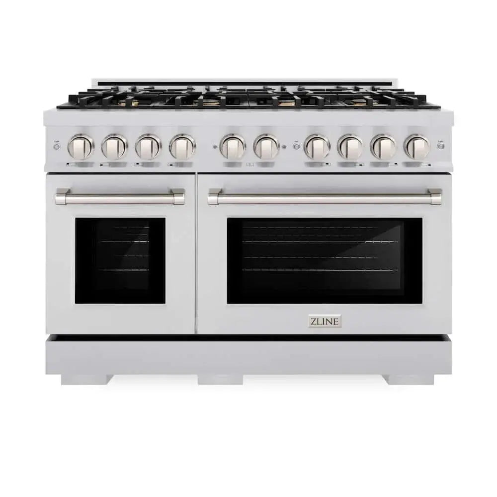 ZLINE 48" Select Dual Fuel Range Gas Cooktop Electric Convection Oven Stainless Steel Brass Burners HDR-BR-48 by Farmhouse Kitchen and Bath