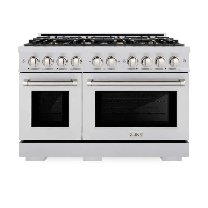 ZLINE 48" Select Dual Fuel Range Gas Cooktop Electric Convection Oven Stainless Steel Brass Burners HDR-BR-48 by Farmhouse Kitchen and Bath