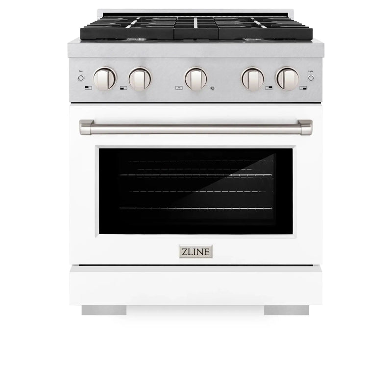 ZLINE 30"Paramount Dual Fuel Range DuraSnow® White Matte SDRS-WM-30 by Farmhouse Kitchen and Bath