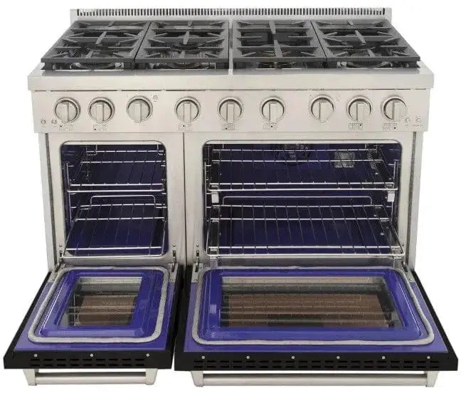 Kucht 48" Freestanding Professional Gas Range KFX4800X-BK by Farmhouse Kitchen and Bath