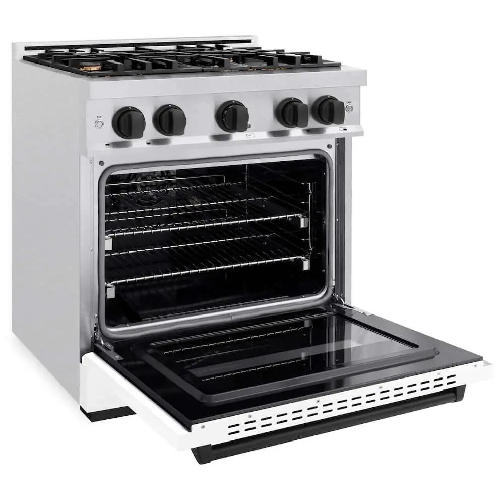 ZLINE 30" Dual Fuel Range, Gas Cooktop, Electric Convection Oven DuraSnow® Stainless Steel, Matte Black CDRSZ-30-MB by Farmhouse Kitchen and Bath