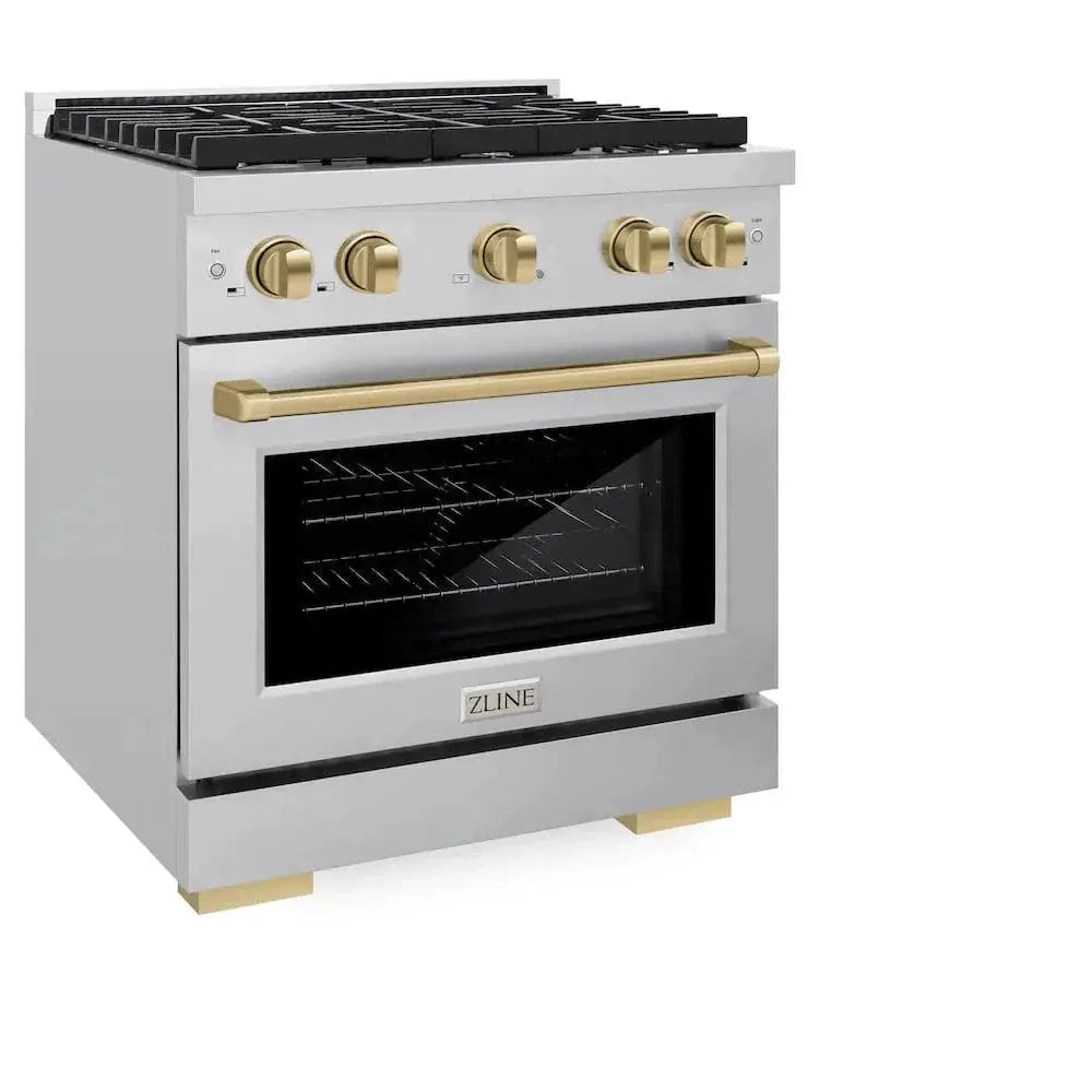 ZLINE 30"Paramount Dual Fuel Range Stainless Steel Champagne Bronze SDRZ-30-CB by Farmhouse Kitchen and Bath