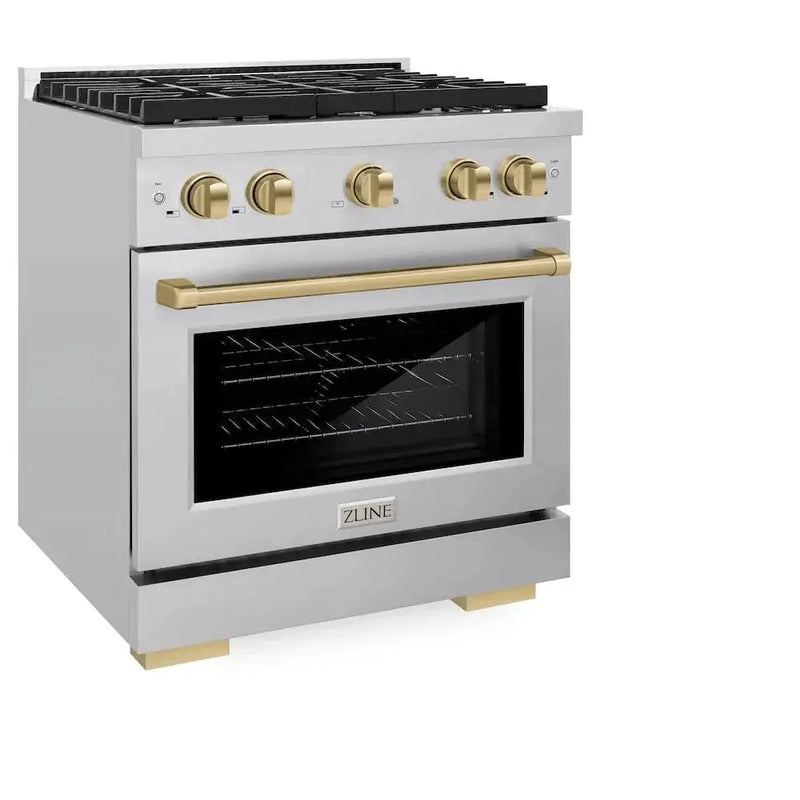 ZLINE 30"Paramount Dual Fuel Range Stainless Steel Champagne Bronze SDRZ-30-CB by Farmhouse Kitchen and Bath