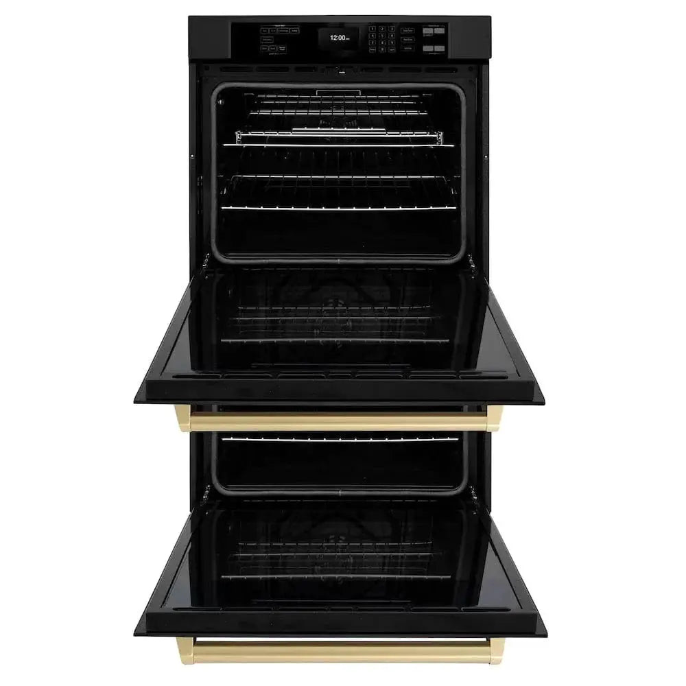 ZLINE 30"Professional True Convection Double Wall Oven, Air Fry, Self Clean Black Stainless Steel, Champagne Bronze WADBZ-30-CB by Farmhouse Kitchen and Bath