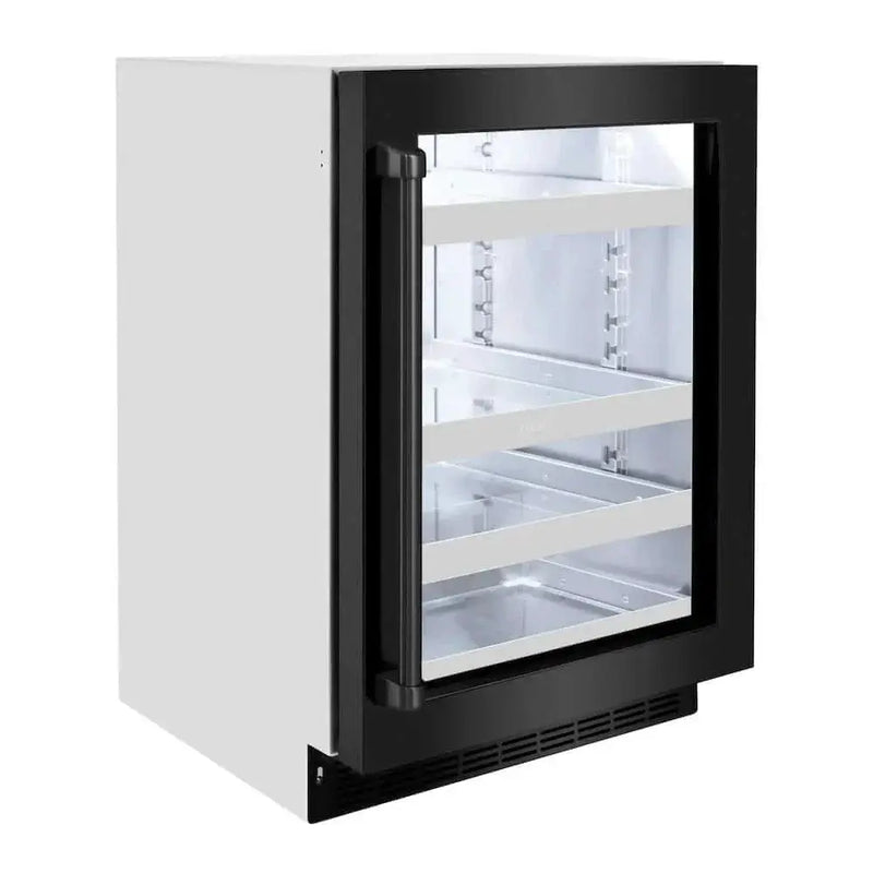 ZLINE 24" Touchstone 151 Can Beverage Fridge Black Stainless Steel Glass Door RBSO-BS-24 by Farmhouse Kitchen and Bath