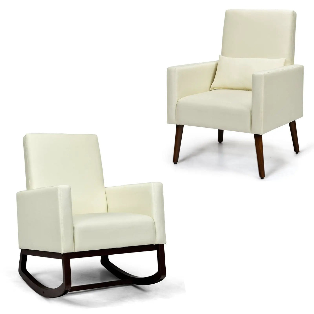 2-in-1 Fabric Upholstered Rocking Chair with Pillow, photo 3 of 9