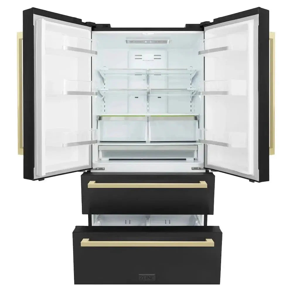 ZLINE 36" Autograph French Door Refrigerator, Ice Maker, Black Stainless RFMZ-36-BS-FCB by Farmhouse Kitchen and Bath