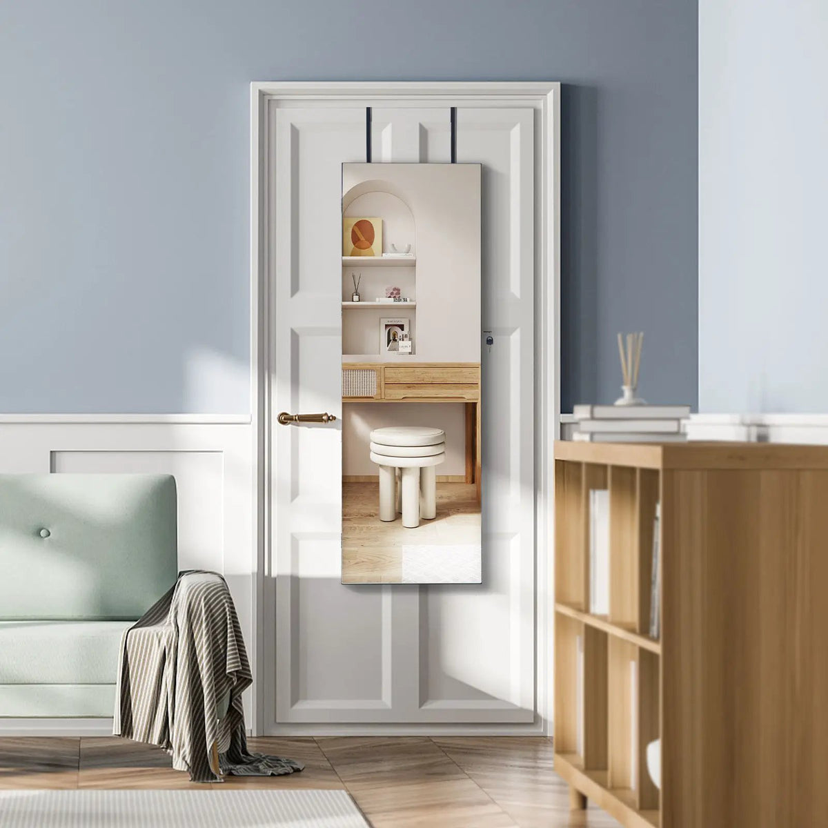 Lockable Storage Jewelry Cabinet with Frameless Mirror, photo 15 of 16
