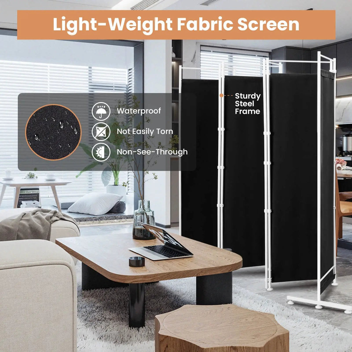 6-Panel Room Divider Folding Privacy Screen, photo 8 of 10