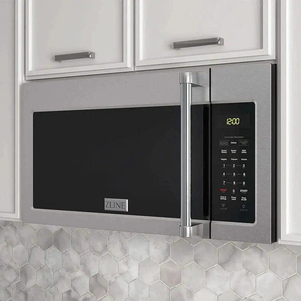 ZLINE 30" Recirculating Over the Range Convection Microwave with Traditional Handle and Charcoal Filters in Fingerprint Resistant SS MWO-OTRCFH-30-SS by Farmhouse Kitchen and Bath