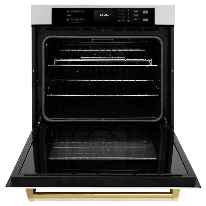 ZLINE 30" Autograph Edition Professional True Convection Single Wall Oven, Air Fry, Self Clean, White Matte, Gold WASZ-WM-30-G by Farmhouse Kitchen and Bath