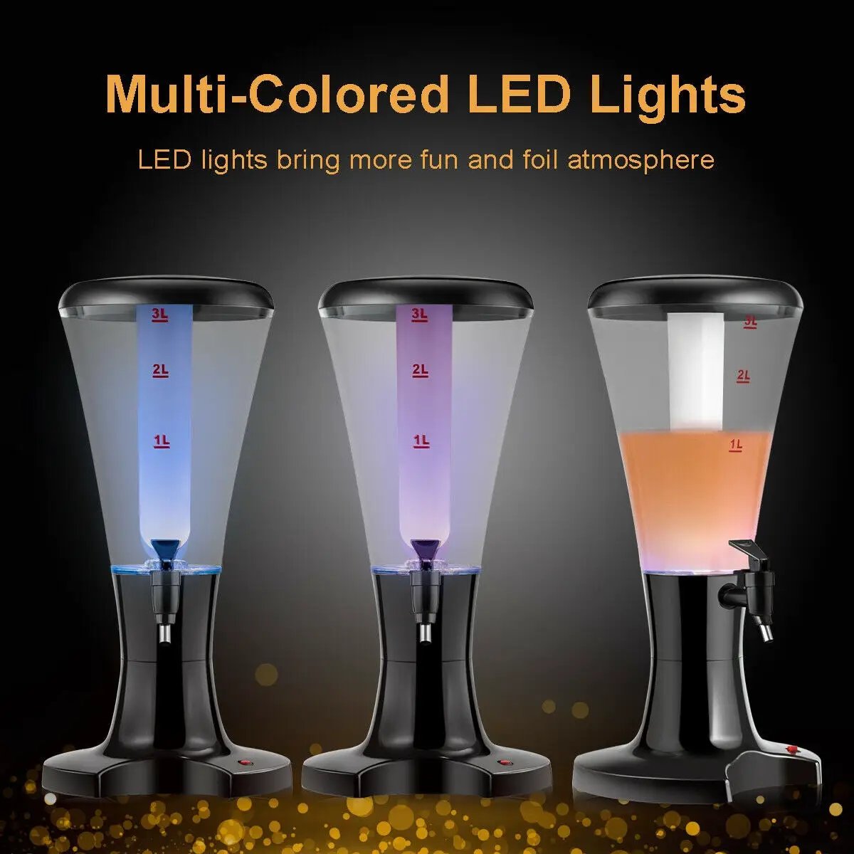 Set of 2 3L Draft Beer Tower Dispenser with LED Lights by DirectDeals