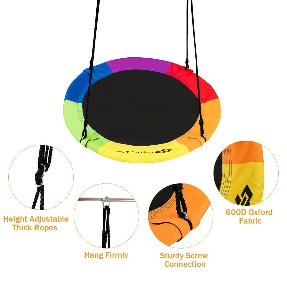 40 Inch Flying Saucer Tree Swing Outdoor Play for Kids by DirectDeals