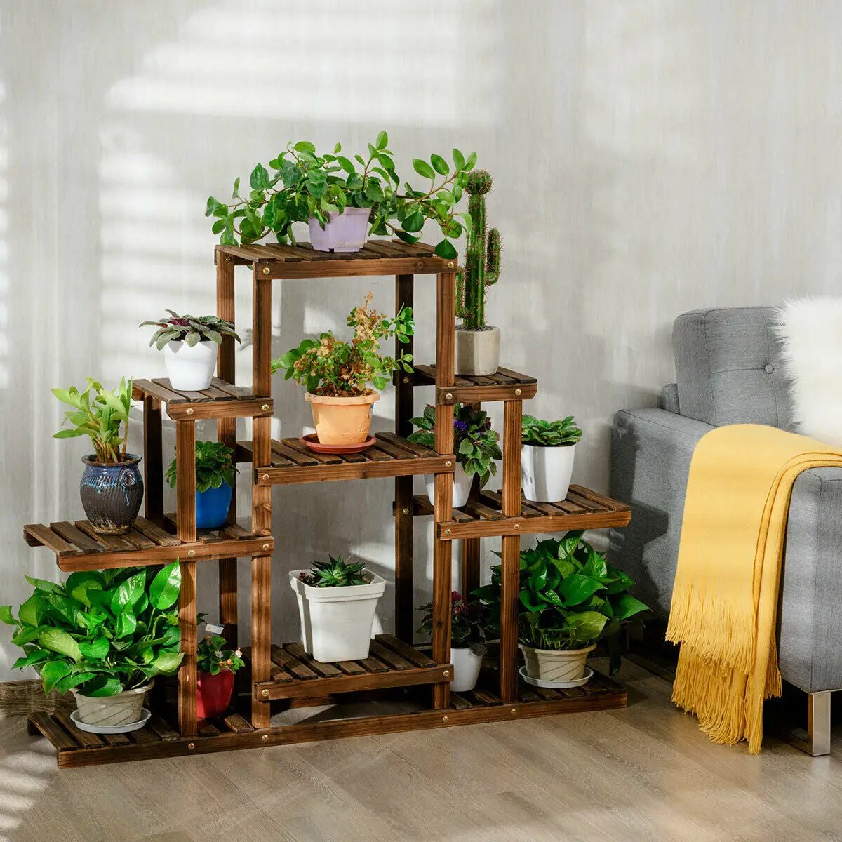 6-Tier Flower Wood Stand Plant Display Rack Storage Shelf by DirectDeals