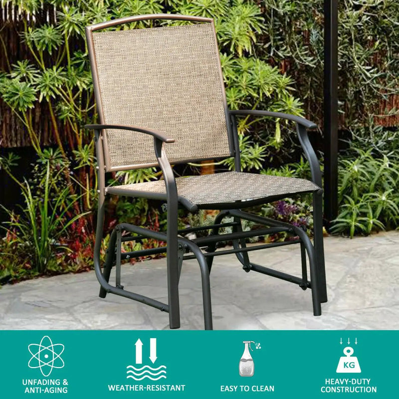Steel Frame Garden Swing Single Glider Chair Rocking Seating by DirectDeals