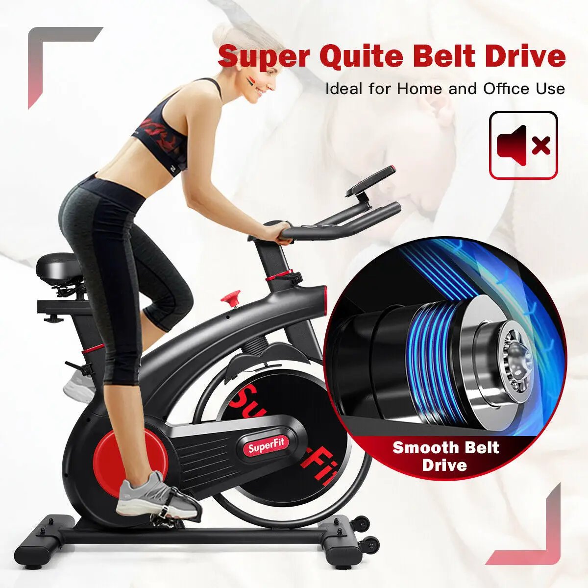 Stationary Exercise Bike Silent Belt with 20LBS Flywheel by DirectDeals